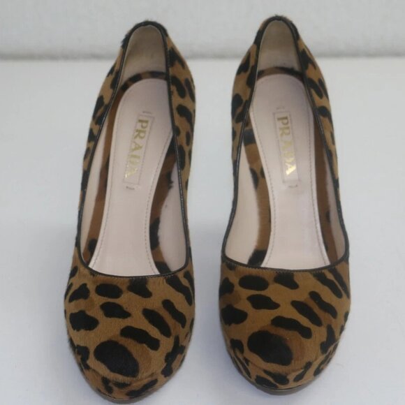 Prada Leopard Print Calf Hair Brown/Black Calzature Donna St.Ghepardo Chic US 9. - Picture 4 of 14